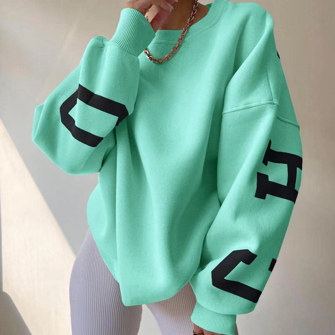 Women's Sweatshirt for Spring, Autumn, and Winter - Popular, Casual, Fashionable, Loose, Thick, Versatile Long Sleeve Top