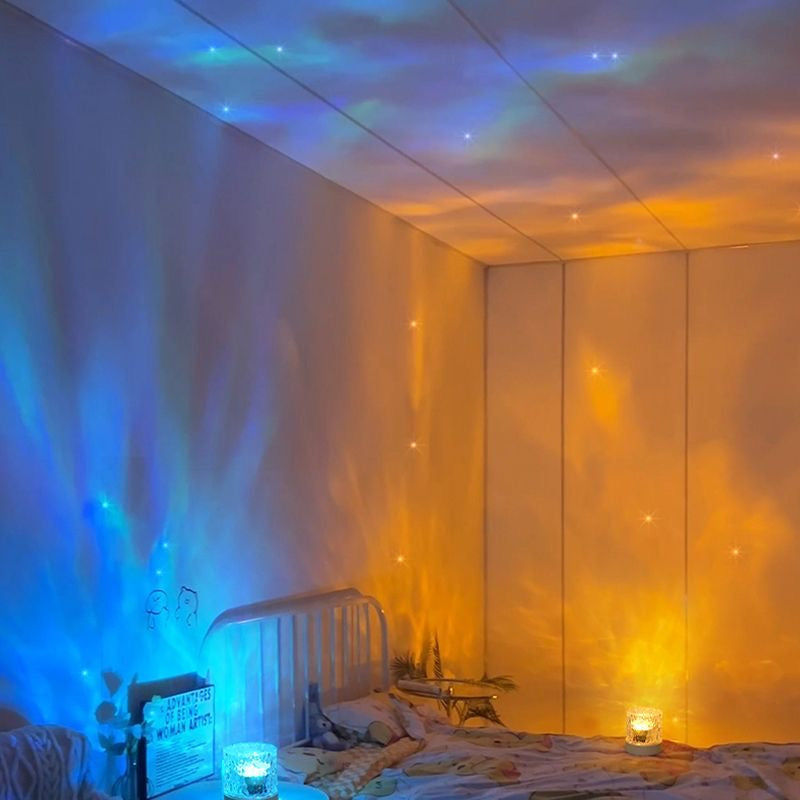 Trending INS High-Design Rotating Water Ripple Night Light, Romantic Bedside Lamp for Bedroom Sleep