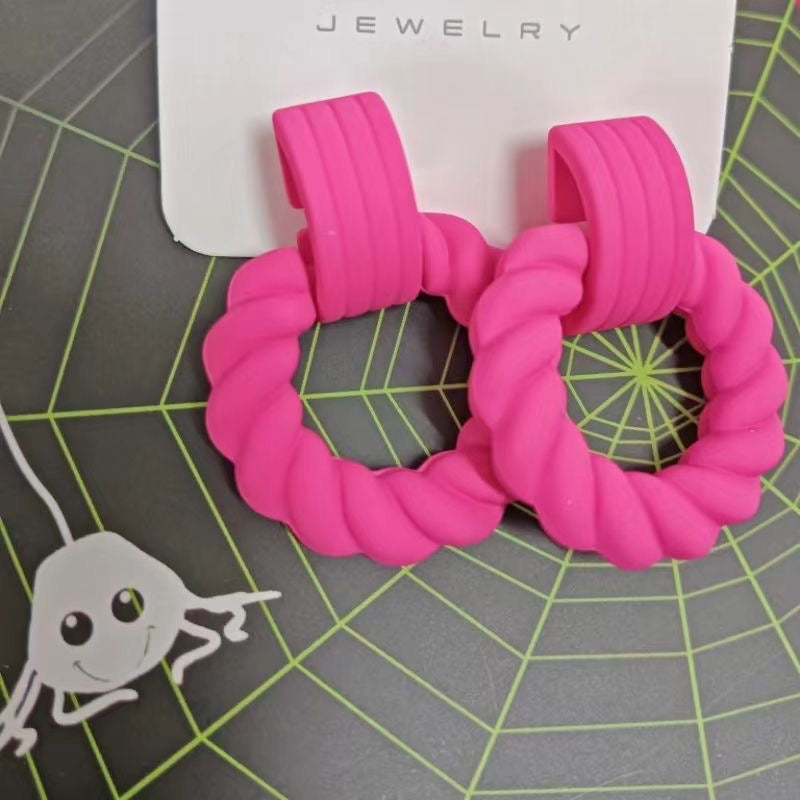 Fashion Fuchsia Earrings, French High-End Design Studs, Trendy Pink Chic, Sweet & Bold Statement Ear Accessories