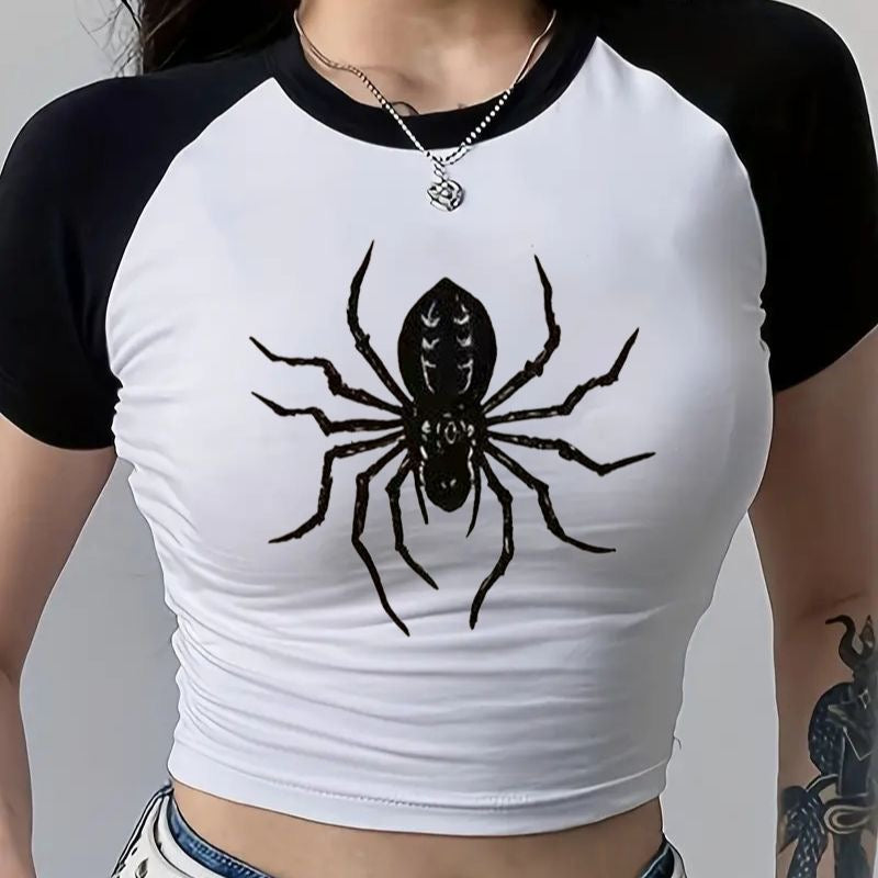 Trendy American Style Contrast Color Crop Top – Summer Hot Girl Slim Fit T-Shirt