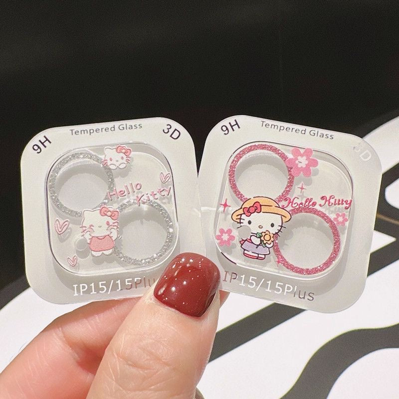 Full Cover Cartoon Tempered Glass Lens Protector Case for iPhone 16/15 Pro Max/14/13