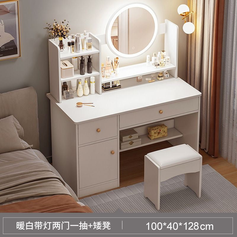 Modern Minimalist Makeup Vanity with Mirror – Small-Sized Dressing Table for Bedroom, Space-Saving Design for Small Homes