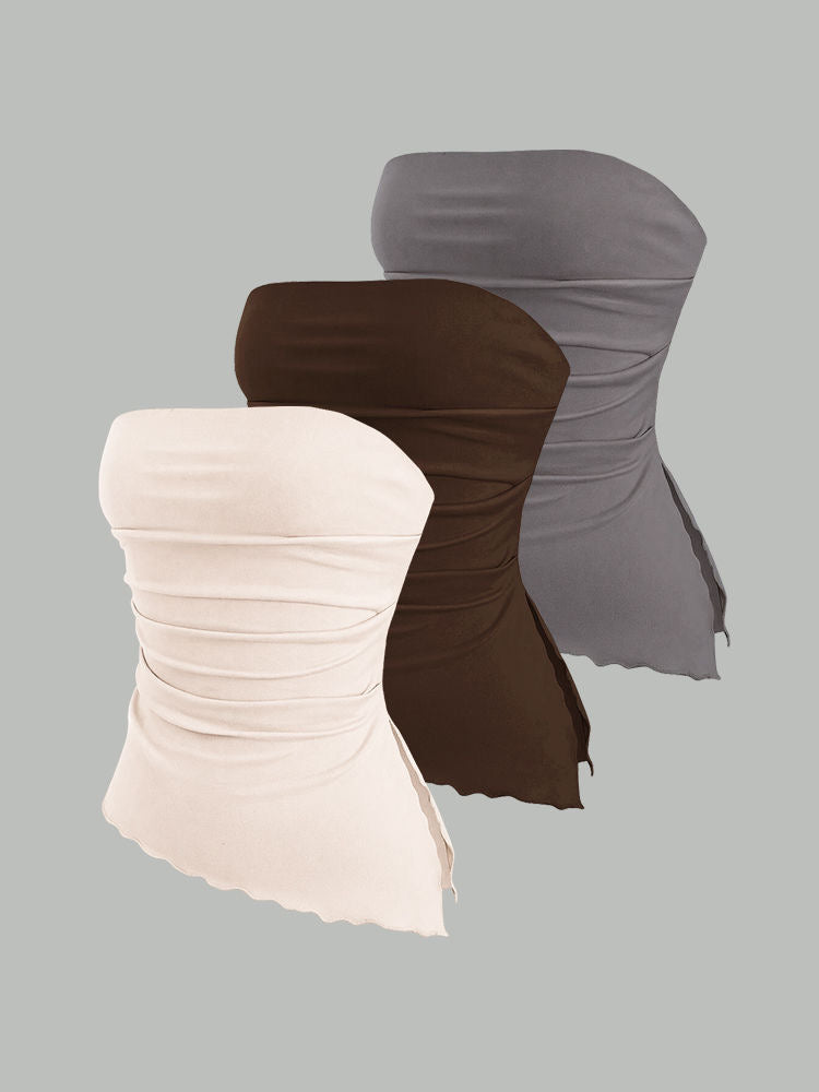 Y2K Sweet & Spicy French-Style Tube Top – Sexy Girl Camisole, Elegant Strapless Crop Top with Side Slit