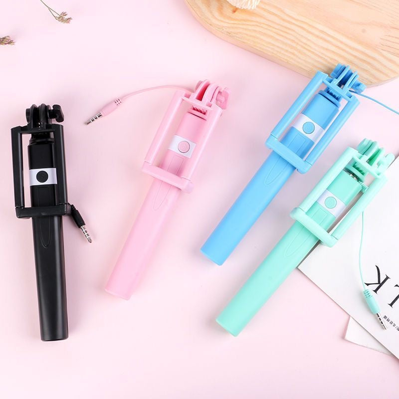 Fashion Wired Mini Selfie Stick Compatible with iPhone, Android, Huawei Mate 5/6/7/8/9, P9/P8/P7 Series