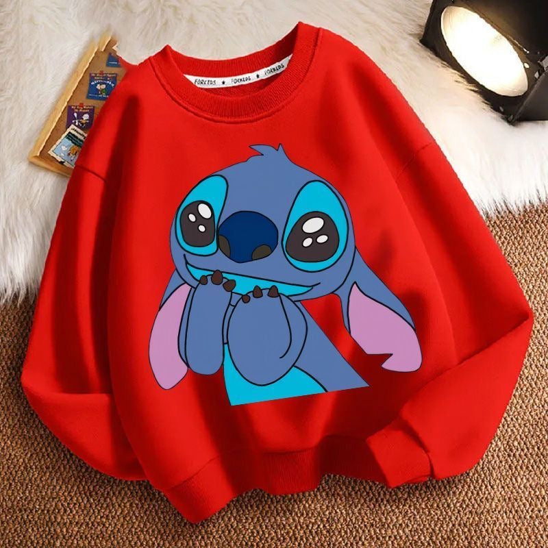 Stitch Spring, Autumn, and Winter New Unisex Sweatshirt – Thickened Long Sleeve Loose Casual Crewneck for Kids and Adults