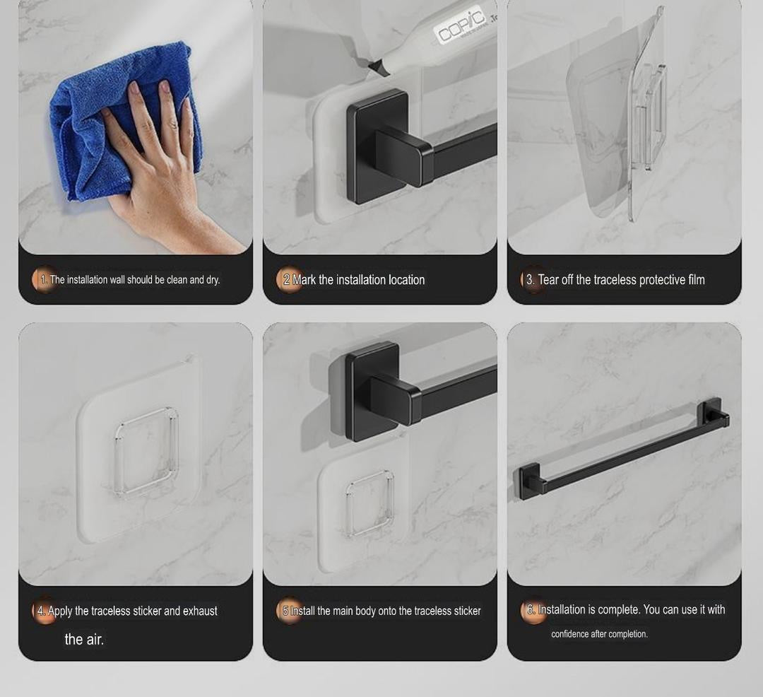 No-Drill Towel Rack – Wall-Mounted Hand Towel & Bath Towel Holder for Bathroom, Shower Room, and Restroom