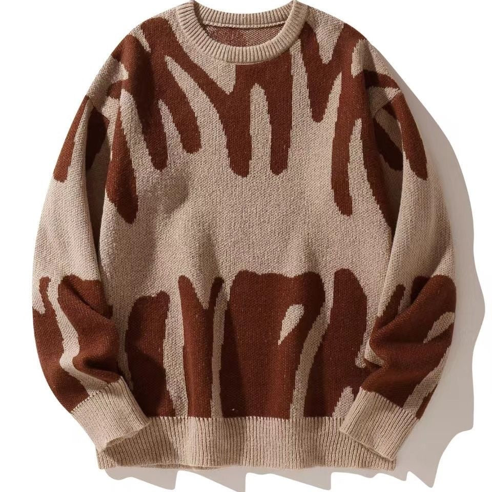 New Men's Warm Loose Sweater, Thickened Knit Pullover for Fall and Winter, Round Neck Base Layer, Foreign Trade
