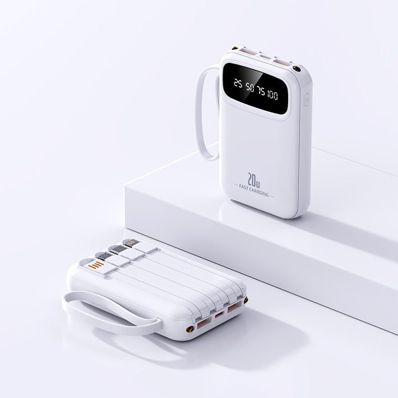 20W Fast Charging Power Bank with Built-in Cables