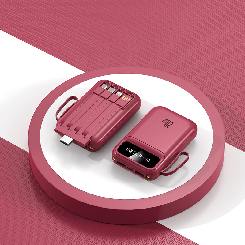 20W Fast Charging Power Bank with Built-in Cables