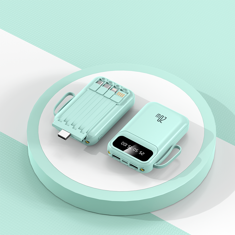 20W Fast Charging Power Bank with Built-in Cables