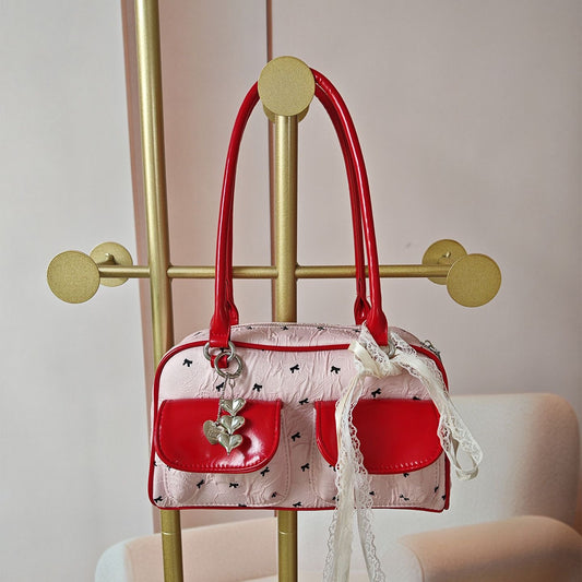 2025 Spring/Summer Yunzhen-Inspired Bowling Bag – Bowknot Ribbon Large-Capacity Women’s Tote