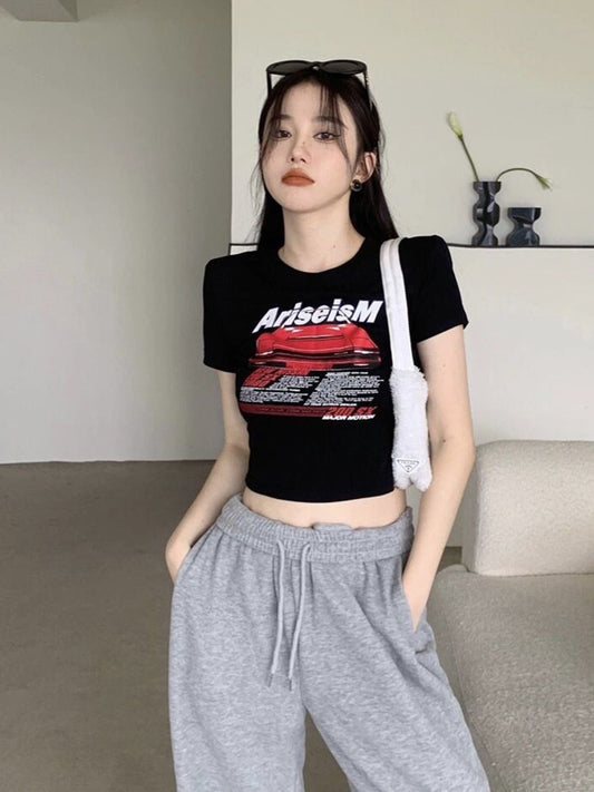 Tokyo Racer Graphic Cotton Crop Top T-Shirt for Women – Summer 2022