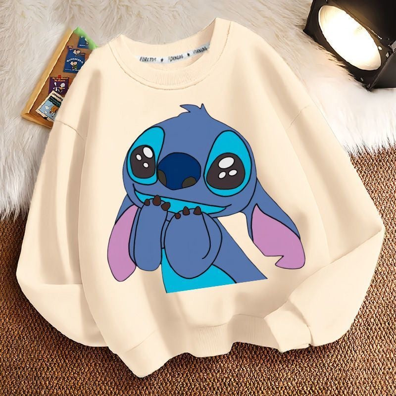 Stitch Spring, Autumn, and Winter New Unisex Sweatshirt – Thickened Long Sleeve Loose Casual Crewneck for Kids and Adults
