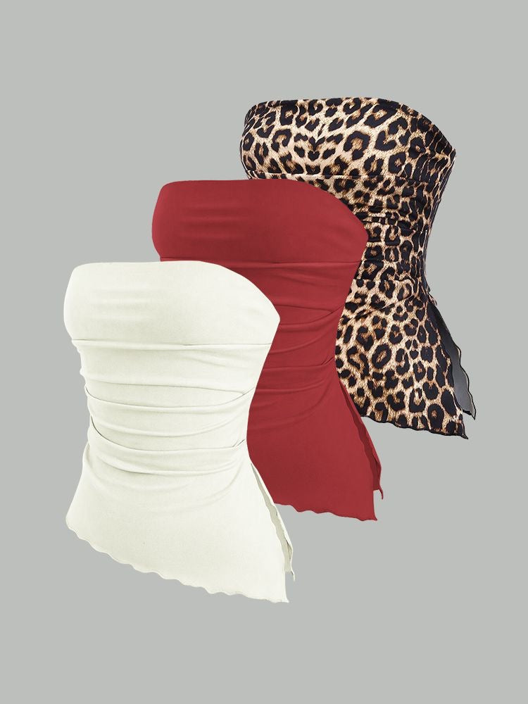 Y2K Sweet & Spicy French-Style Tube Top – Sexy Girl Camisole, Elegant Strapless Crop Top with Side Slit