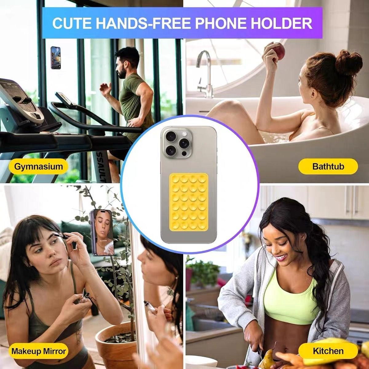 24-Piece Square Silicone Suction Cup Anti-Slip Self-Adhesive Back Stickers for Phones, Thickened Version (80*55mm)