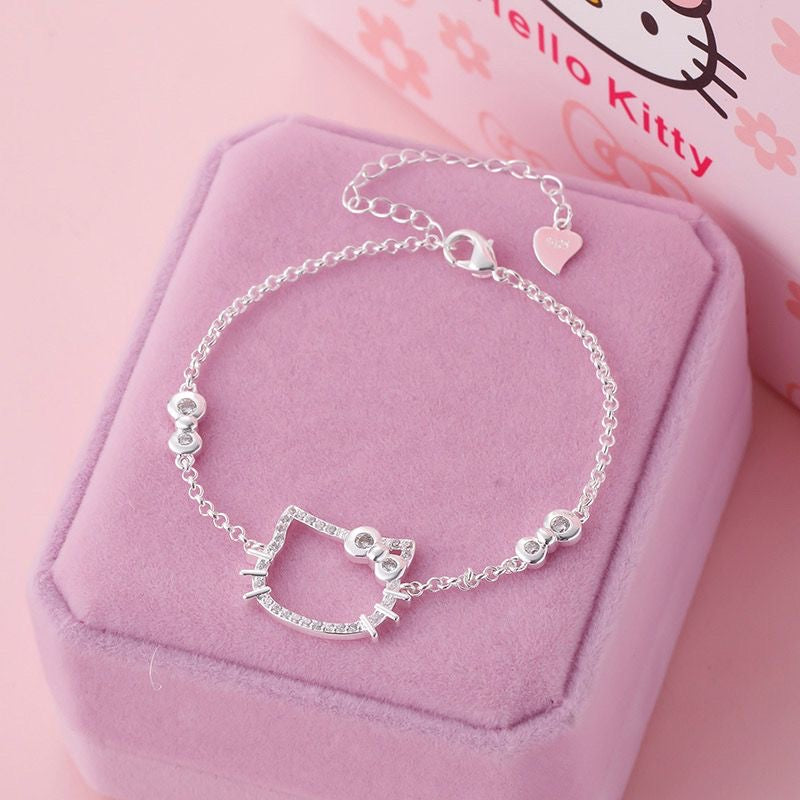 Hello Kitty Crystal Bracelet – Cute KT Cat Charm for Girls, Perfect Gift for Best Friends or Girlfriend
