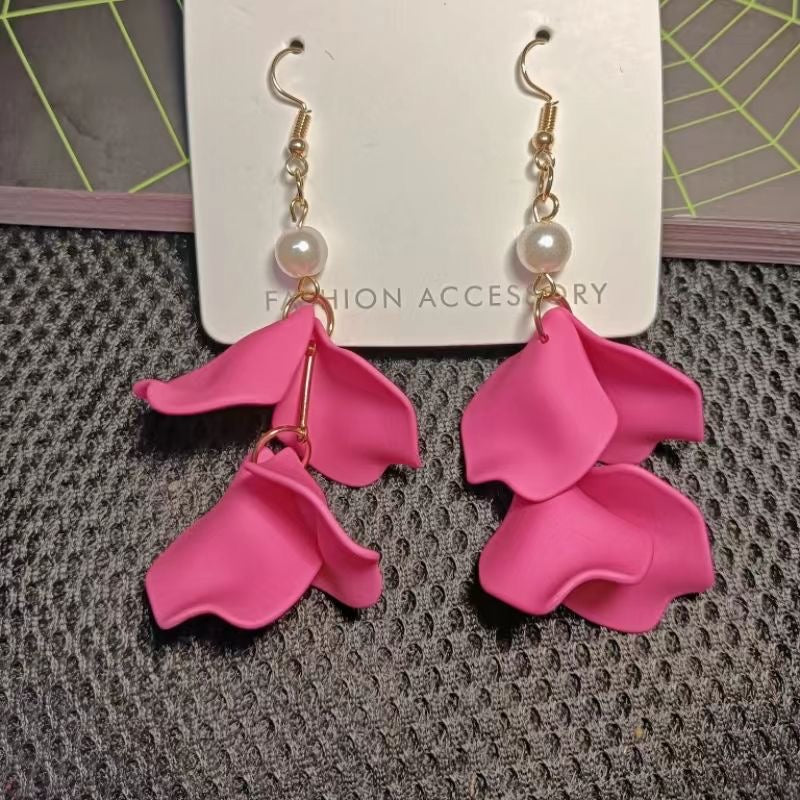 Fashion Fuchsia Earrings, French High-End Design Studs, Trendy Pink Chic, Sweet & Bold Statement Ear Accessories