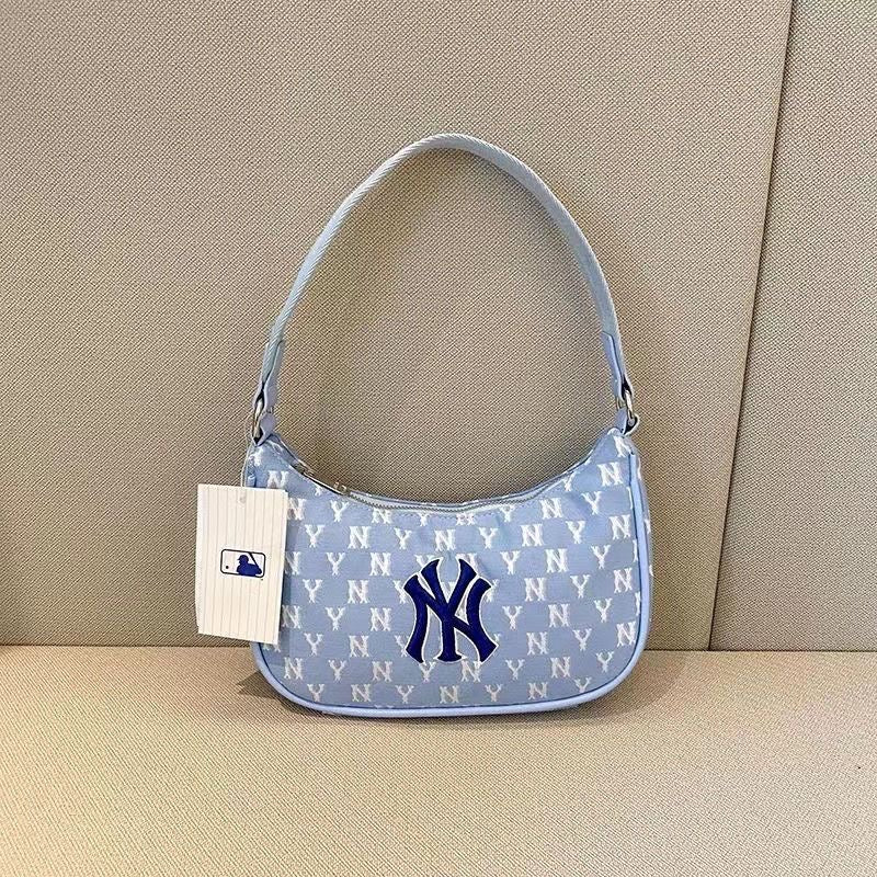 NY Underarm Korean New ML Yankees Team Shoulder Bag, Embossed Monogram Casual Handbag, Baguette Crossbody Bag