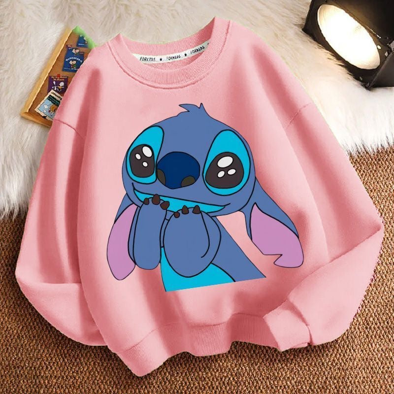 Stitch Spring, Autumn, and Winter New Unisex Sweatshirt – Thickened Long Sleeve Loose Casual Crewneck for Kids and Adults