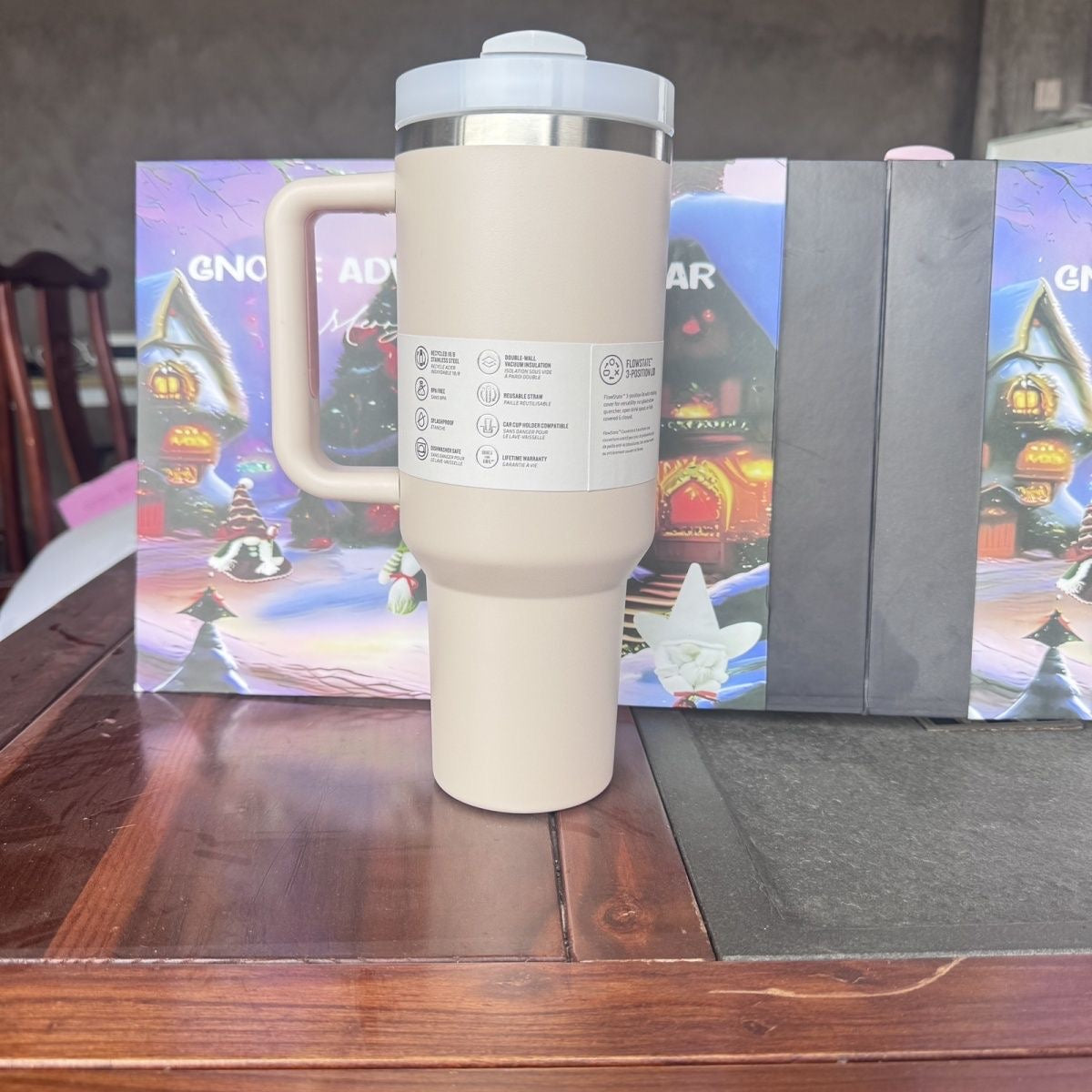 Rotating Insulated Travel Mug 40oz, Cross-Border Car Cup, 304 Stainless Steel, American Version, Large Capacity Ice Cup with Straw