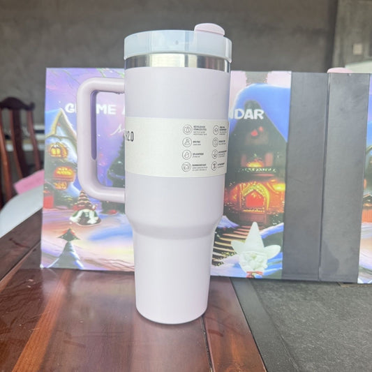 Rotating Insulated Travel Mug 40oz, Cross-Border Car Cup, 304 Stainless Steel, American Version, Large Capacity Ice Cup with Straw