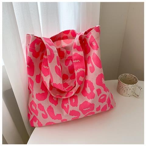 Large Capacity Canvas Tote Bag for Women - 2023 New Trendy Casual All-Match Leopard Print Shoulder Shopping Bag