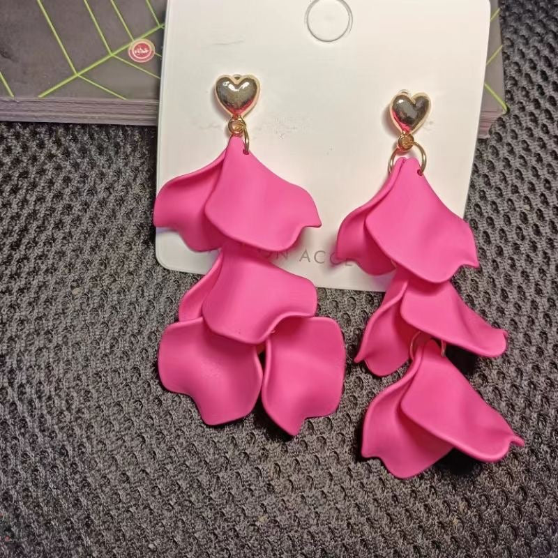 Fashion Fuchsia Earrings, French High-End Design Studs, Trendy Pink Chic, Sweet & Bold Statement Ear Accessories