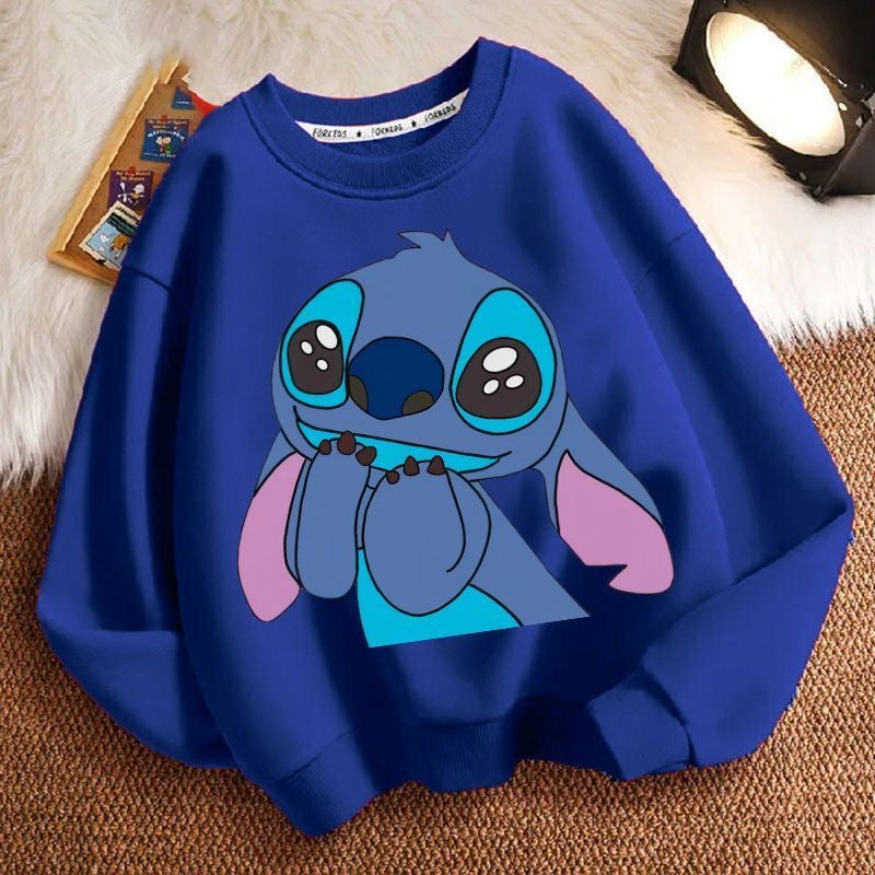 Stitch Spring, Autumn, and Winter New Unisex Sweatshirt – Thickened Long Sleeve Loose Casual Crewneck for Kids and Adults