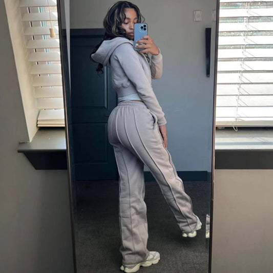 2025 Women’s Two-Piece Tracksuit Set – Zip-Up Hoodie & Joggers, Casual Sporty Loungewear for Spring & Fall