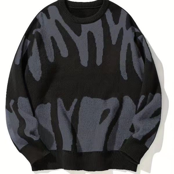 New Men's Warm Loose Sweater, Thickened Knit Pullover for Fall and Winter, Round Neck Base Layer, Foreign Trade