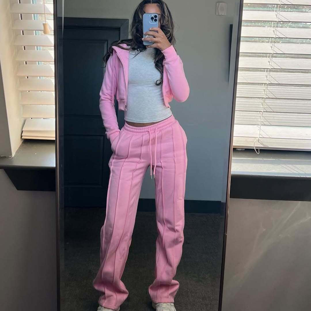 2025 Women’s Two-Piece Tracksuit Set – Zip-Up Hoodie & Joggers, Casual Sporty Loungewear for Spring & Fall