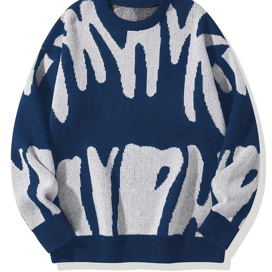New Men's Warm Loose Sweater, Thickened Knit Pullover for Fall and Winter, Round Neck Base Layer, Foreign Trade