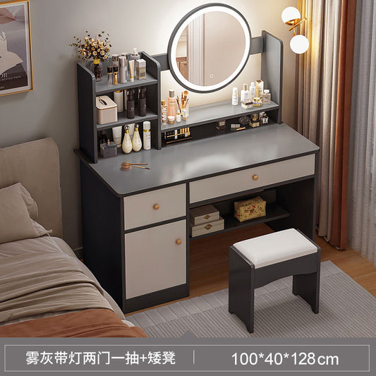 Modern Minimalist Makeup Vanity with Mirror – Small-Sized Dressing Table for Bedroom, Space-Saving Design for Small Homes