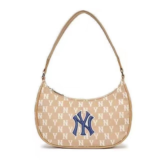 NY Underarm Korean New ML Yankees Team Shoulder Bag, Embossed Monogram Casual Handbag, Baguette Crossbody Bag