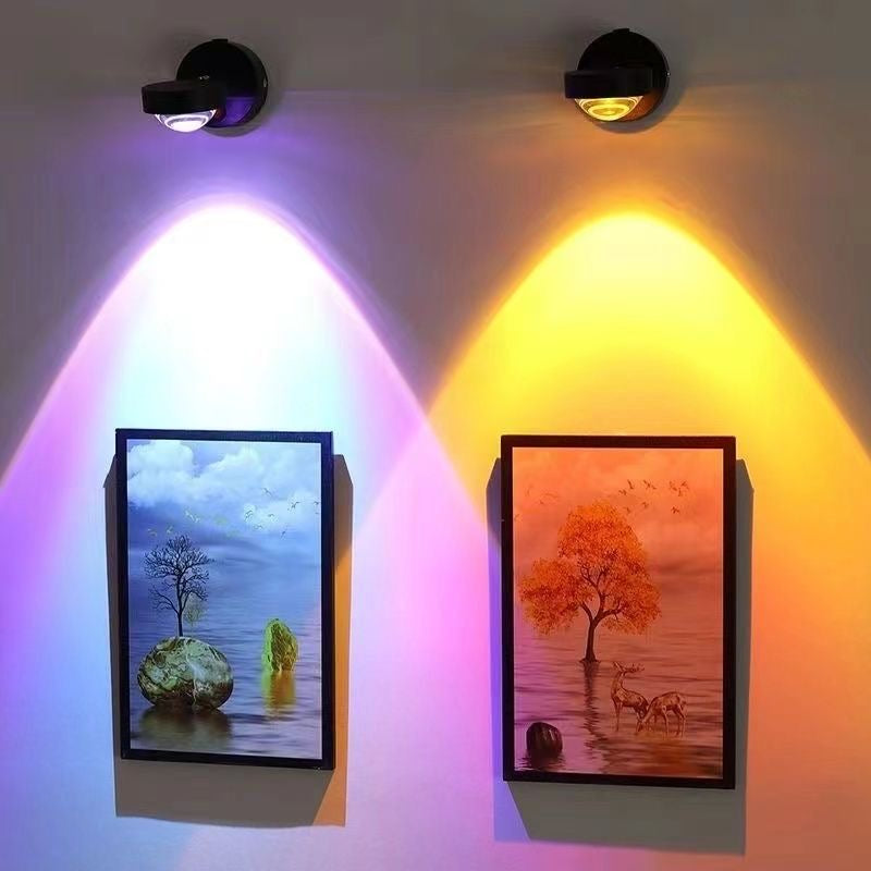 Wireless Rechargeable Spotlight with Remote – No Wires, No Drilling, Sunset Ambiance Wall Light for Home Use