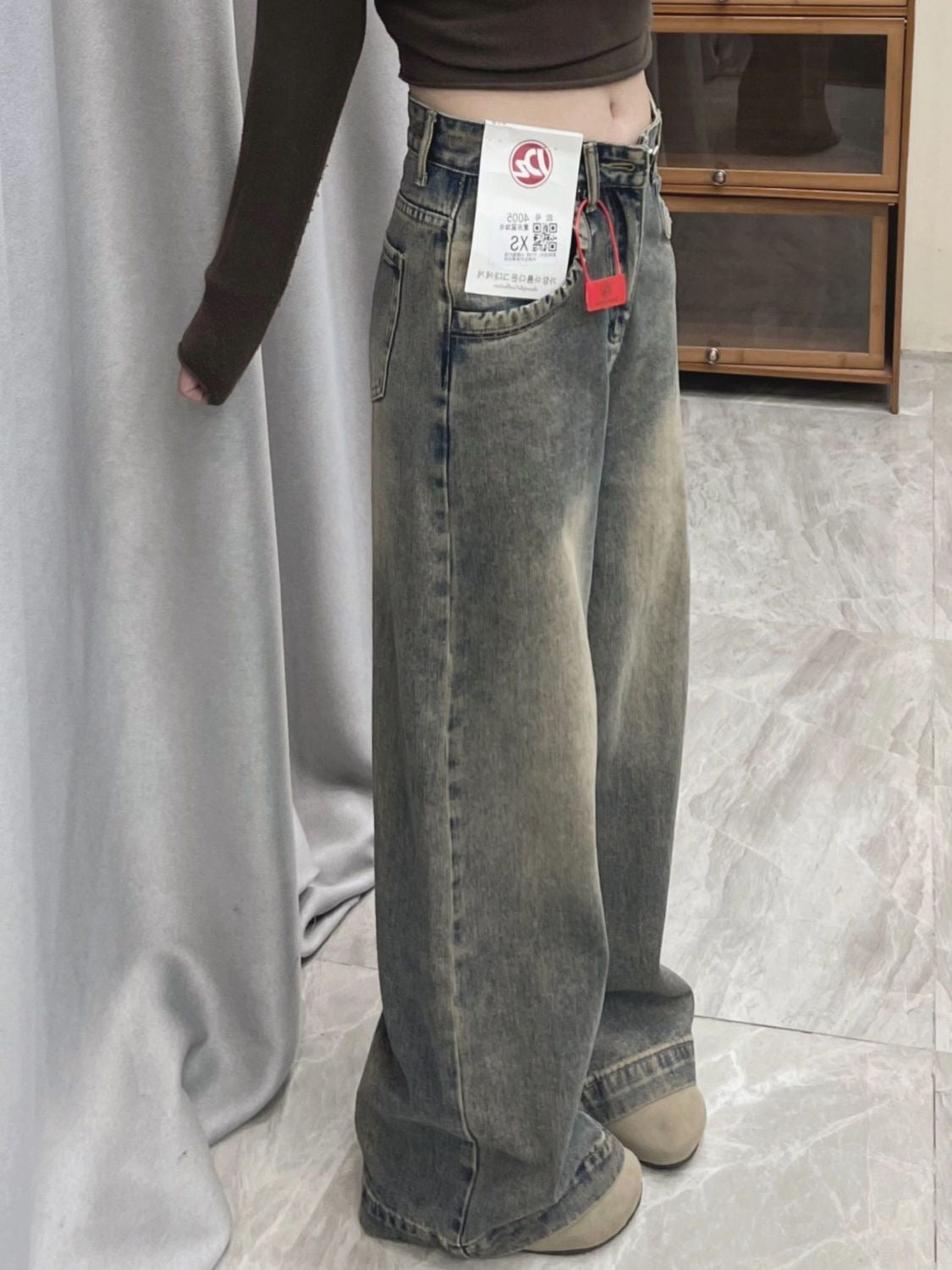 Women’s Straight-Leg Jeans – Vintage American Style High-Waist Loose Wide-Leg Denim Pants