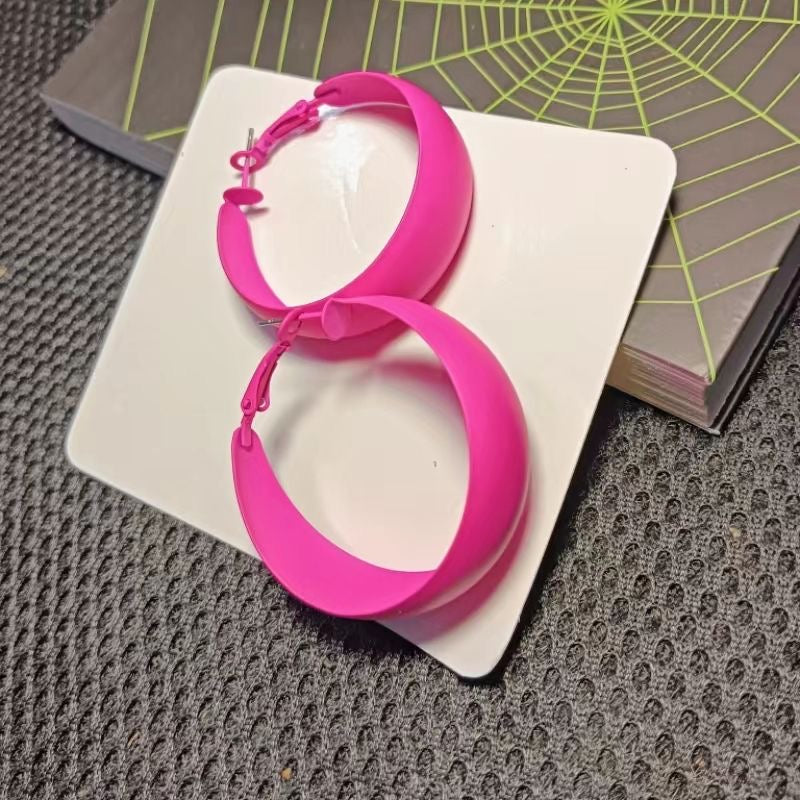 Fashion Fuchsia Earrings, French High-End Design Studs, Trendy Pink Chic, Sweet & Bold Statement Ear Accessories