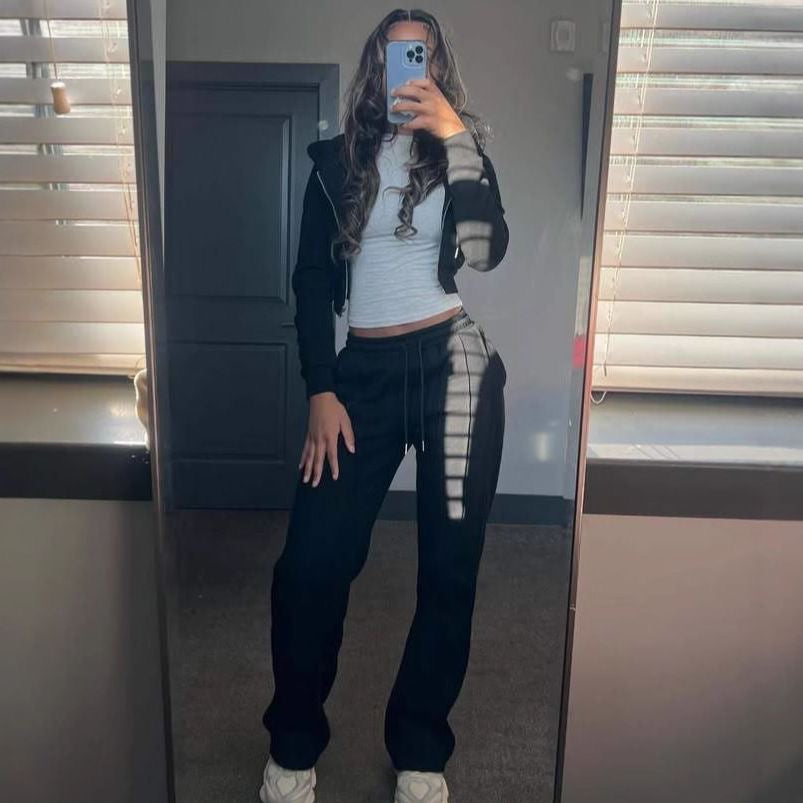 2025 Women’s Two-Piece Tracksuit Set – Zip-Up Hoodie & Joggers, Casual Sporty Loungewear for Spring & Fall
