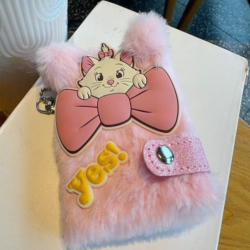 Cute Pink Plush Cat Keychain Pouch