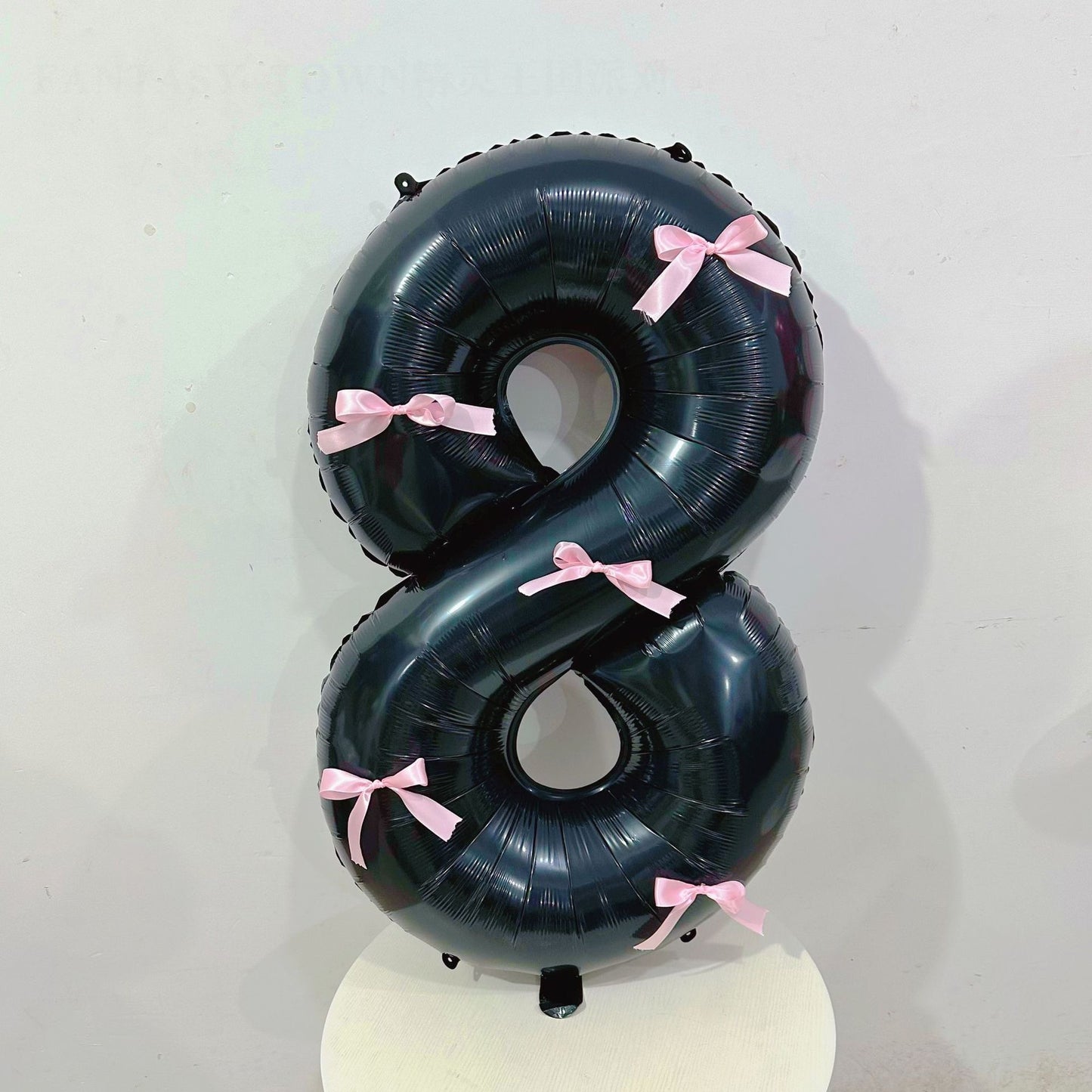 INS Style Black and Pink Bowknot Number Balloons - 18th & 20th Birthday Foil Balloons for Party Decorations