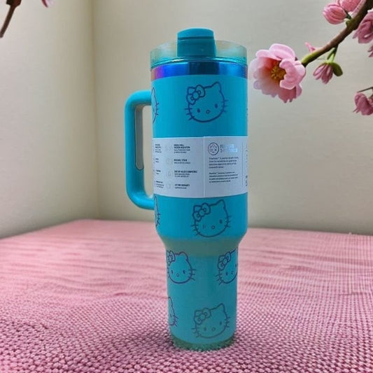 Cartoon Pattern 2nd Generation 40oz Stainless Steel Universal Car Travel Thermos Cup with Anti-Drop Rotating Lid and Straw