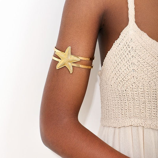 European & American Summer Ocean Element Metal Starfish Bracelet for Women – Beach Getaway Accessory