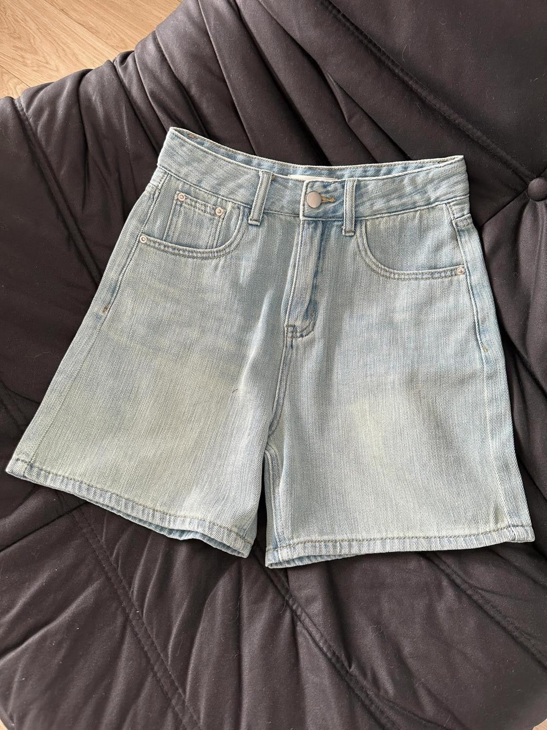Plus Size Denim Shorts for Women 300 lbs – Bow Embroidery, High-Waisted, Loose Fit, Pear-Shaped Body, Tummy Control Wide-Leg Shorts