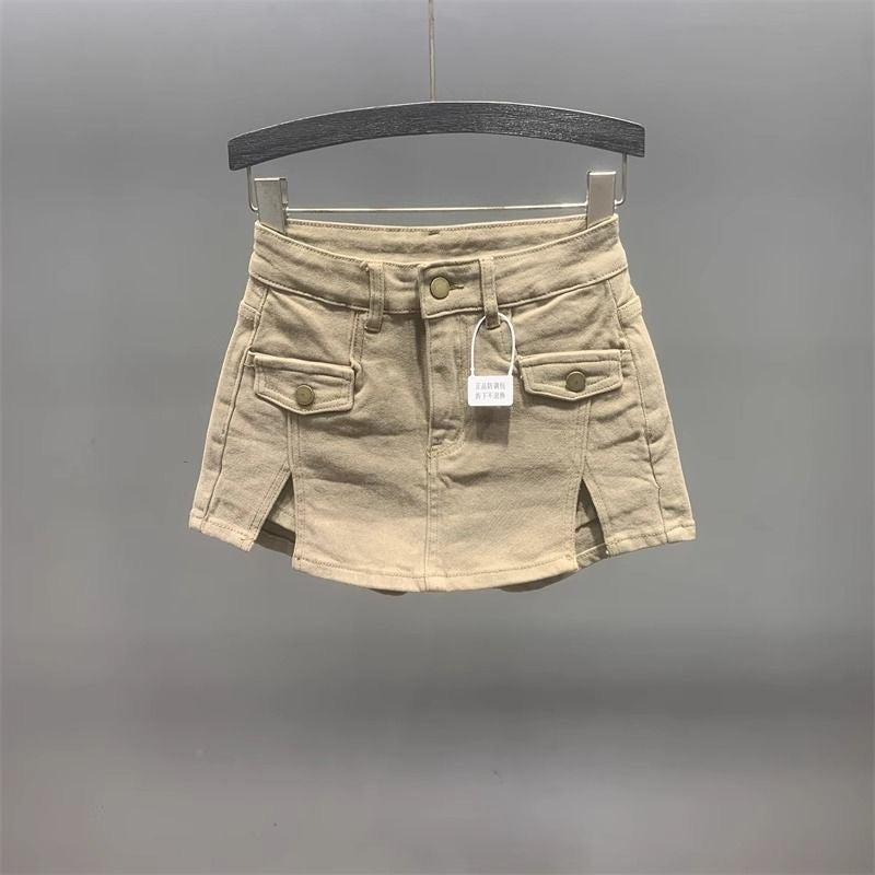 Rose Pink High-Waisted Faux Two-Piece Denim Skirt Shorts for Women – 2022 New Summer Fashion A-Line Trendy Hot Pants
