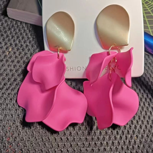 Fashion Fuchsia Earrings, French High-End Design Studs, Trendy Pink Chic, Sweet & Bold Statement Ear Accessories