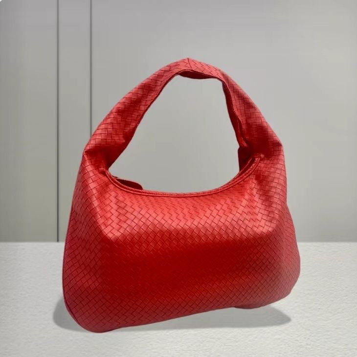 2024 New Woven Handbag for Women – Handmade Dumpling Shape Tote & Shoulder Bag, Minimalist Fashion Underarm Bag