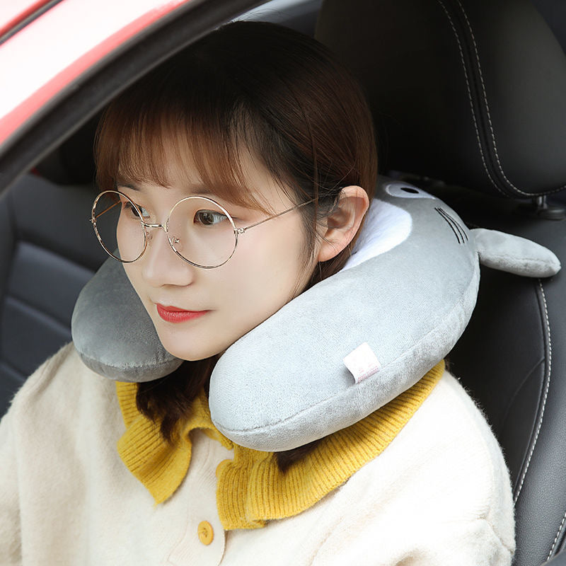 Cute U-Shaped Pillow for Office Naps – Neck Support Travel Pillow, Cartoon Airplane Design, Ergonomic Neck Cushion