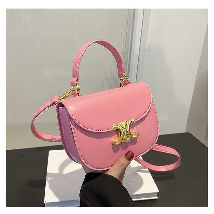 Spring/Summer Candy Color Saddle Handbag for Women