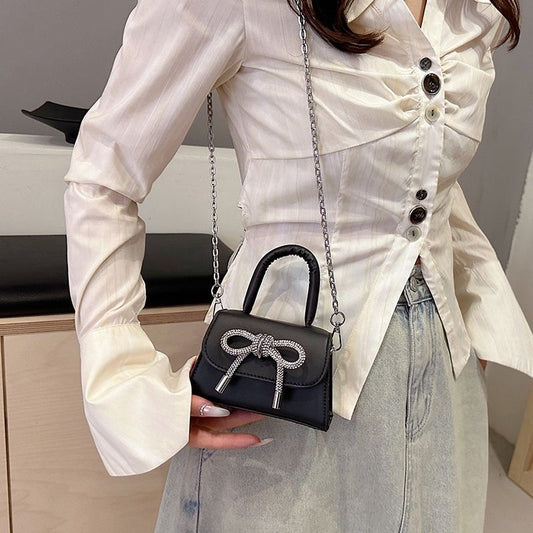 Bowknot Fashion Shoulder Bag – 2025 Trendy Small Square Crossbody Handbag