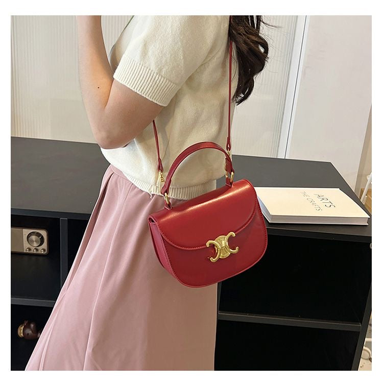 Spring/Summer Candy Color Saddle Handbag for Women